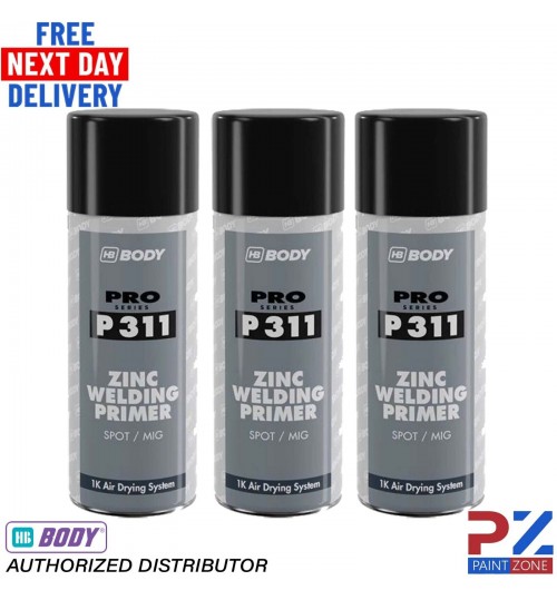 3 X HB BODY P311 ZINC WELD THROUGH PRIMER AEROSOL 400ML - BLACK